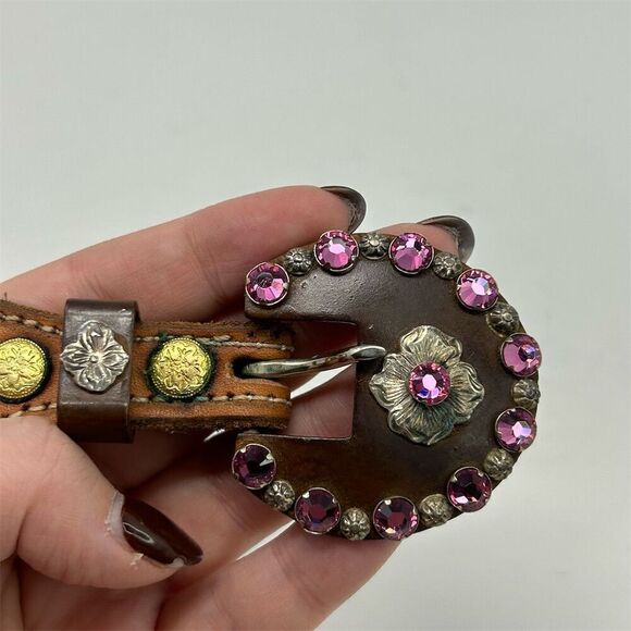 HWG Overlay Women\'s Pink Rhinestone Encrusted Western Belt 36\